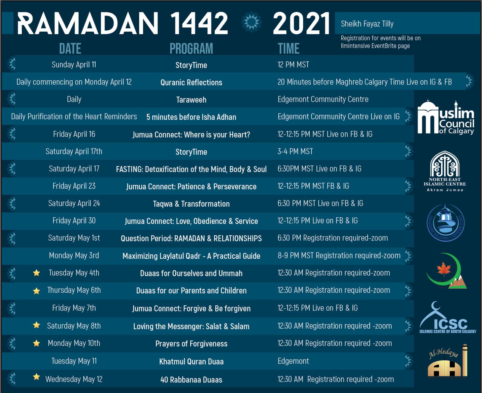 Ramadan Events Muslim Council of Calgary